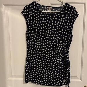 Anne Klein Black and White Polka Dot Blouse